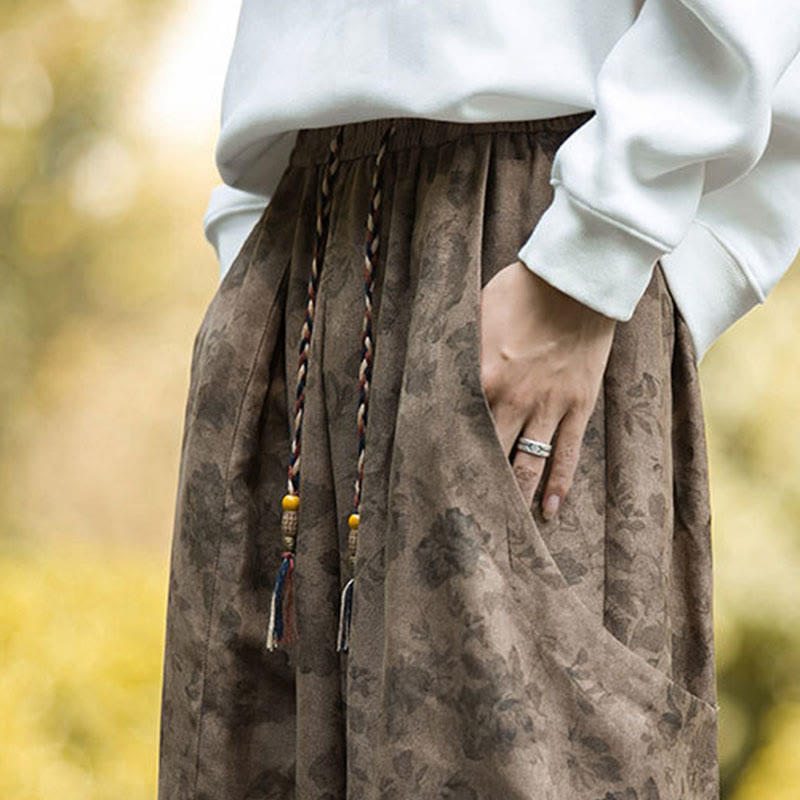Spodnie męskie Buddha Stones Casual Flower Corduroy Cotton z dużymi kieszeniami - image 10