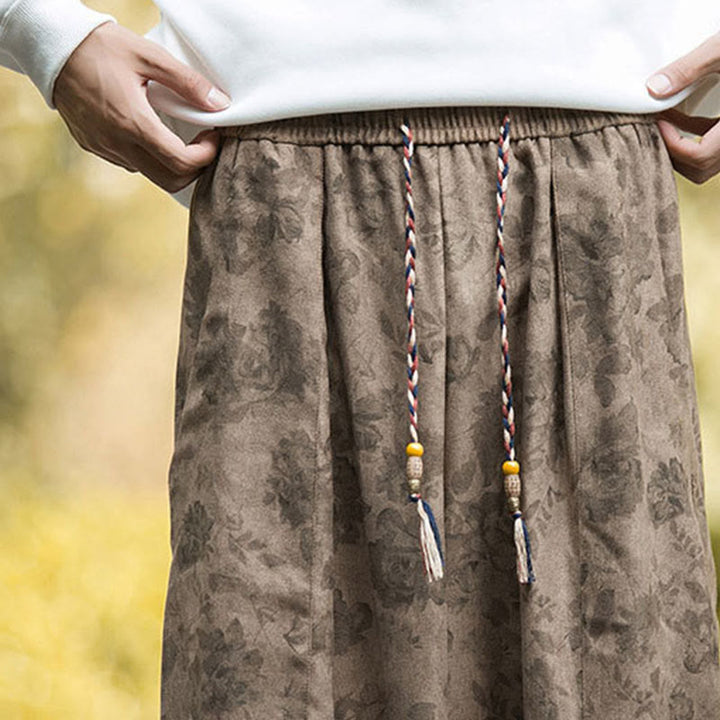 Spodnie męskie Buddha Stones Casual Flower Corduroy Cotton z dużymi kieszeniami - image 11