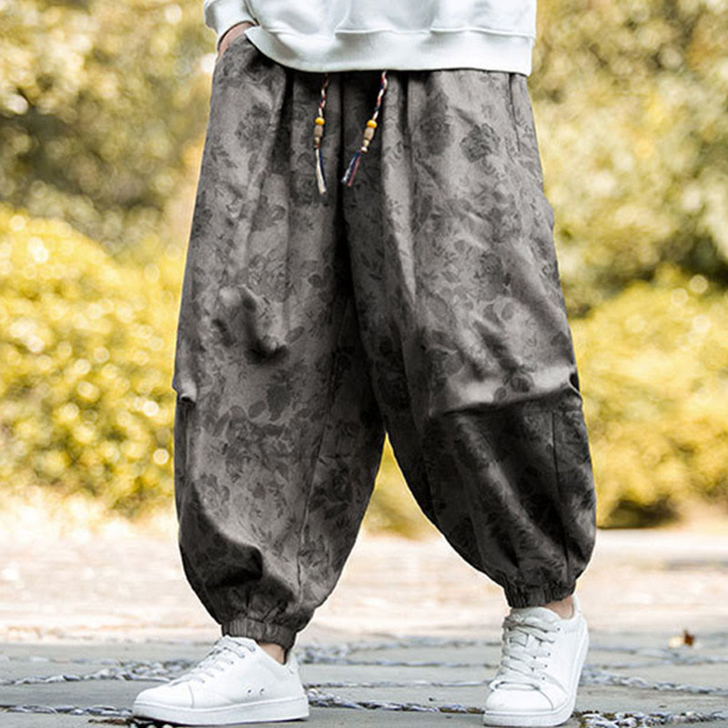 Spodnie męskie Buddha Stones Casual Flower Corduroy Cotton z dużymi kieszeniami - DimGray - US/UK/AU46， EU56 (5XL) - image 15