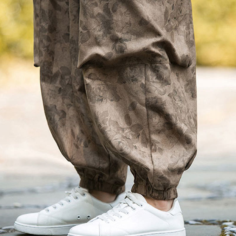 Spodnie męskie Buddha Stones Casual Flower Corduroy Cotton z dużymi kieszeniami - image 13