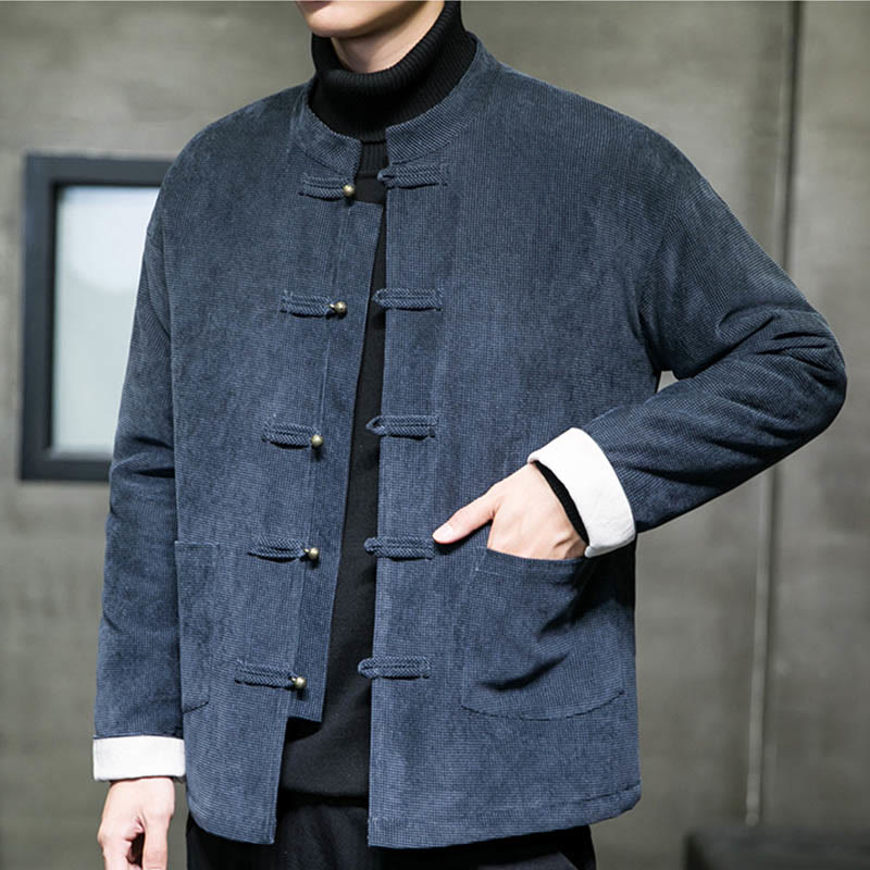 Buddha Stones Jednolity Kolor Żaba-guzik Bawełna Męska Kurtka Koszula Odzież - image 13