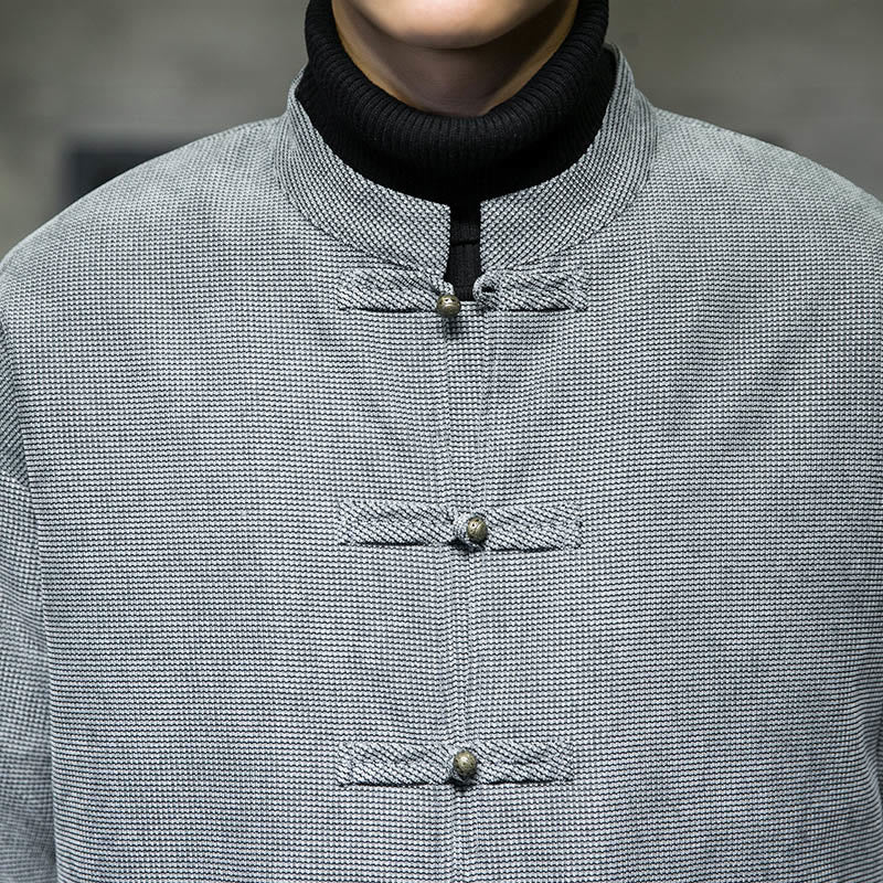 Buddha Stones Jednolity Kolor Żaba-guzik Bawełna Męska Kurtka Koszula Odzież - image 26