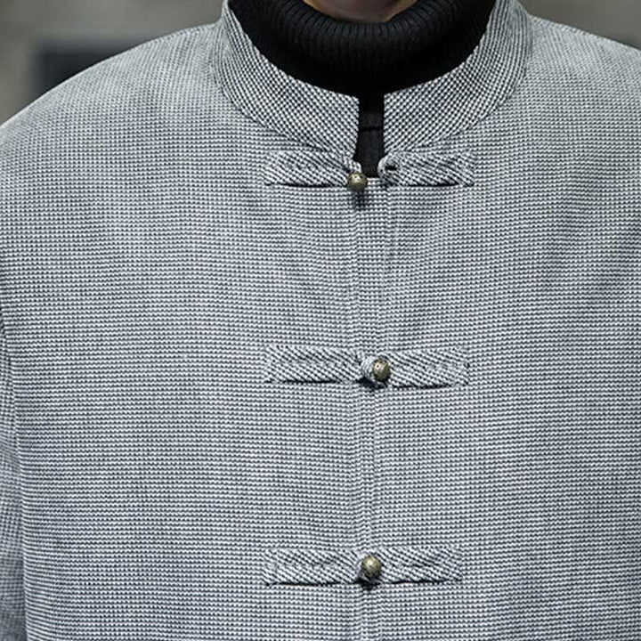 Buddha Stones Jednolity Kolor Żaba-guzik Bawełna Męska Kurtka Koszula Odzież - image 25