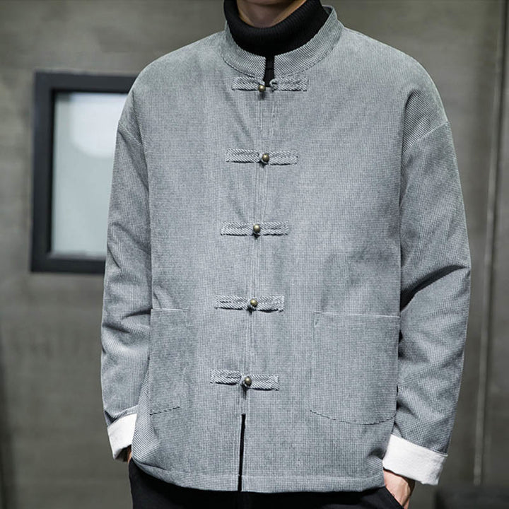 Buddha Stones Jednolity Kolor Żaba-guzik Bawełna Męska Kurtka Koszula Odzież - image 18