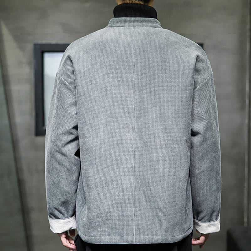 Buddha Stones Jednolity Kolor Żaba-guzik Bawełna Męska Kurtka Koszula Odzież - image 20