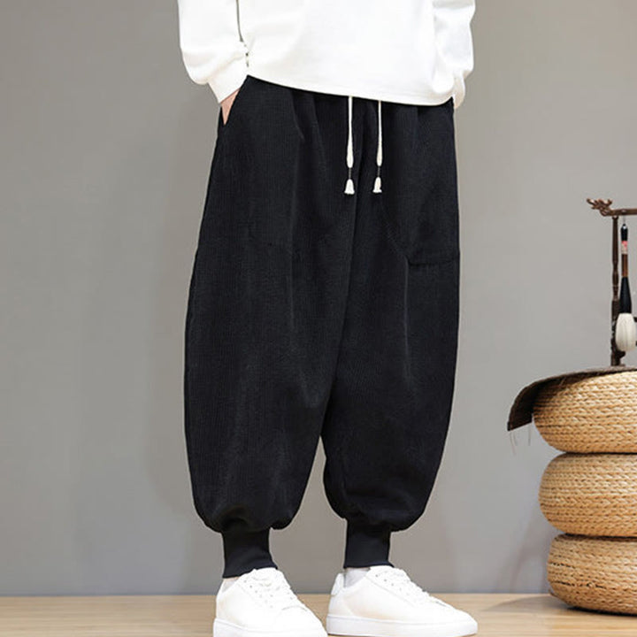 Spodnie haremowe męskie z kieszeniami Buddha Stones Casual Plain Cotton