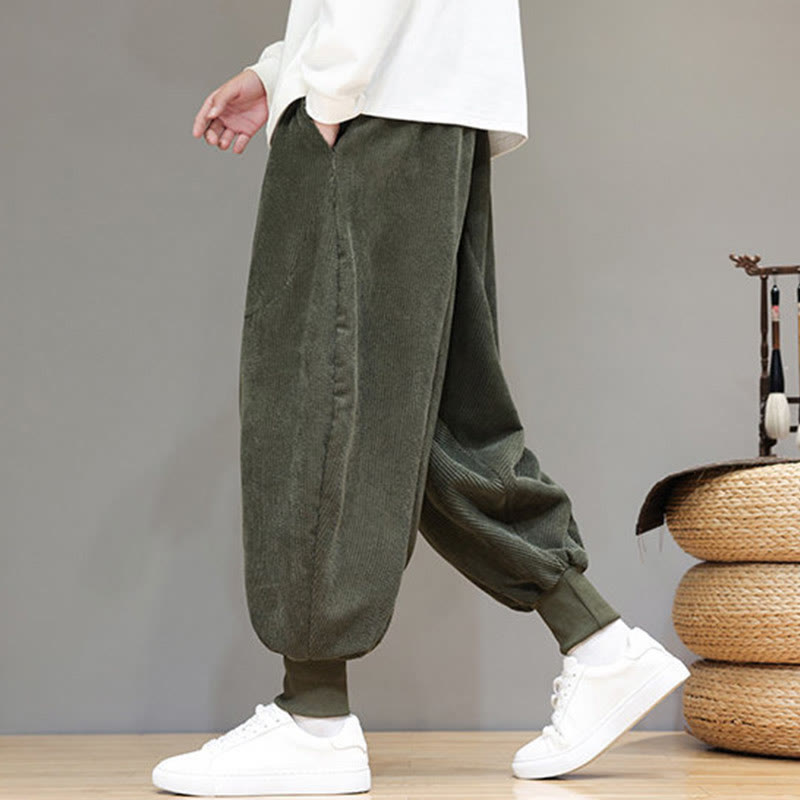 Spodnie haremowe męskie z kieszeniami Buddha Stones Casual Plain Cotton - image 20