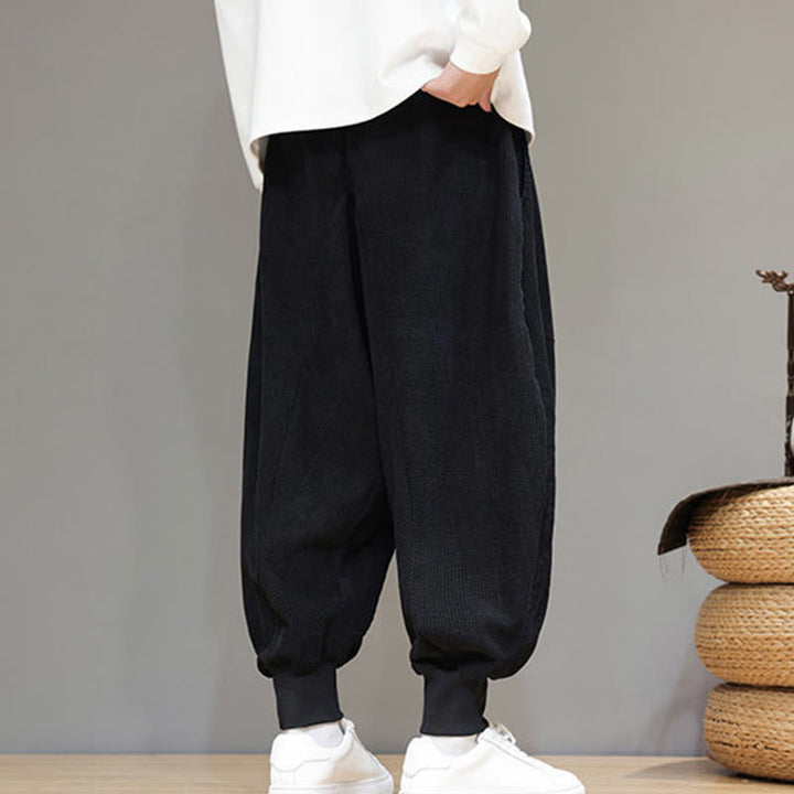 Spodnie haremowe męskie z kieszeniami Buddha Stones Casual Plain Cotton
