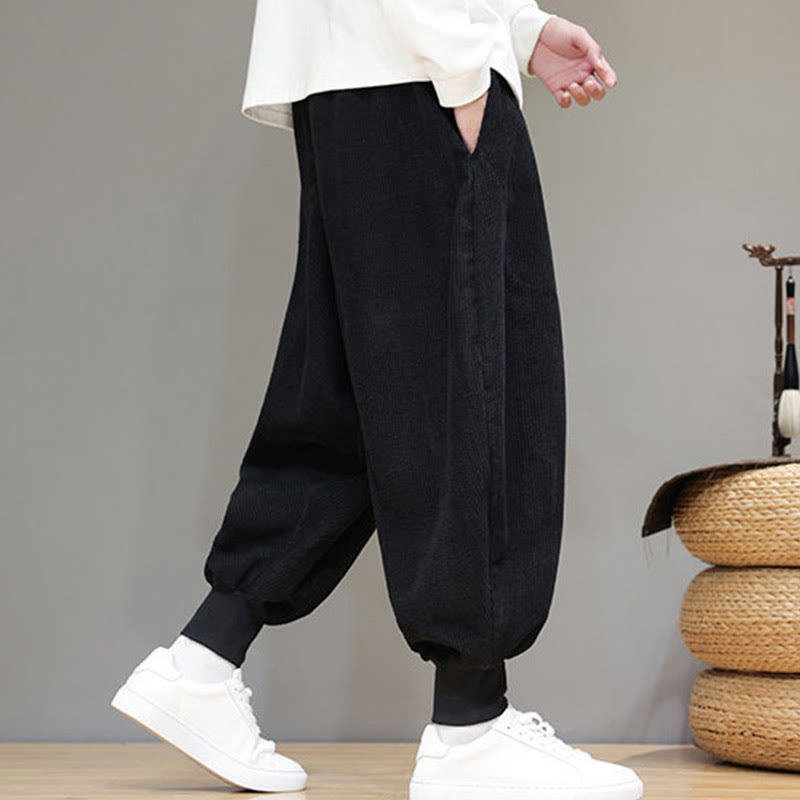 Spodnie haremowe męskie z kieszeniami Buddha Stones Casual Plain Cotton - image 11