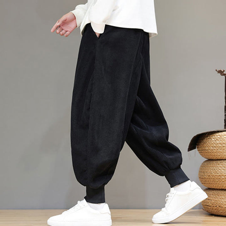 Spodnie haremowe męskie z kieszeniami Buddha Stones Casual Plain Cotton