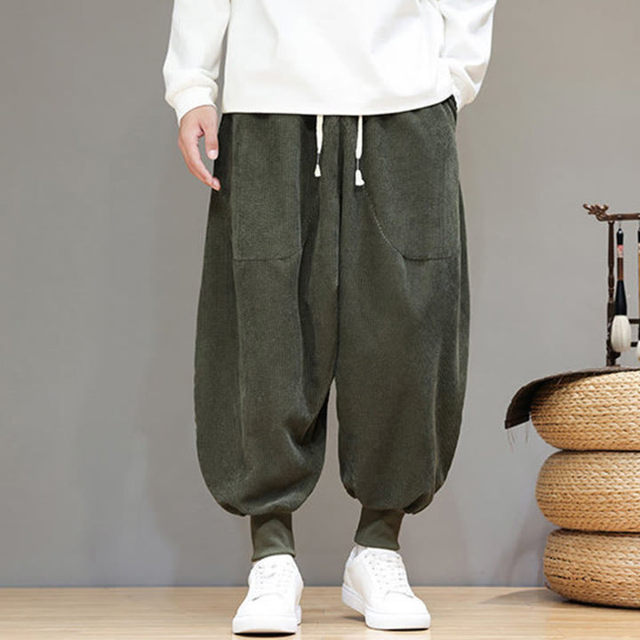 Spodnie haremowe męskie z kieszeniami Buddha Stones Casual Plain Cotton