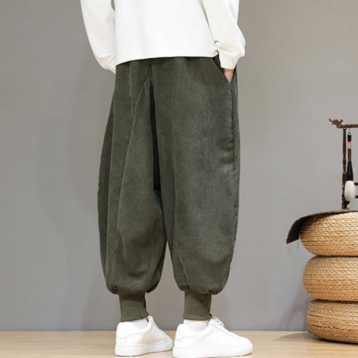 Spodnie haremowe męskie z kieszeniami Buddha Stones Casual Plain Cotton