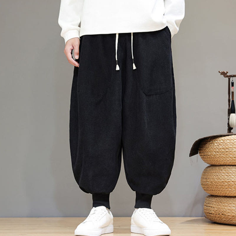 Spodnie haremowe męskie z kieszeniami Buddha Stones Casual Plain Cotton