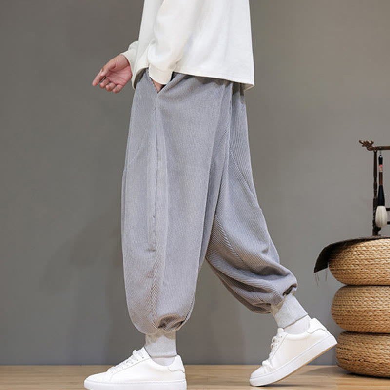 Spodnie haremowe męskie z kieszeniami Buddha Stones Casual Plain Cotton