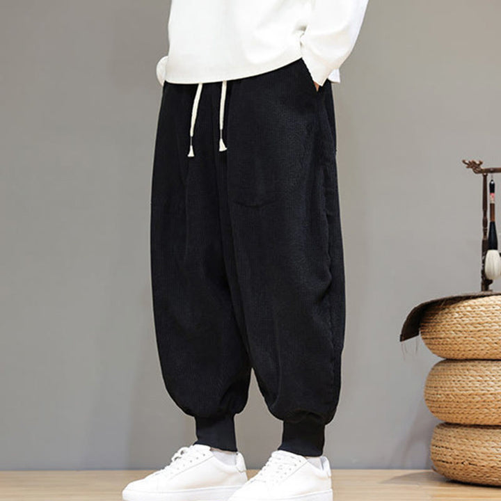 Spodnie haremowe męskie z kieszeniami Buddha Stones Casual Plain Cotton
