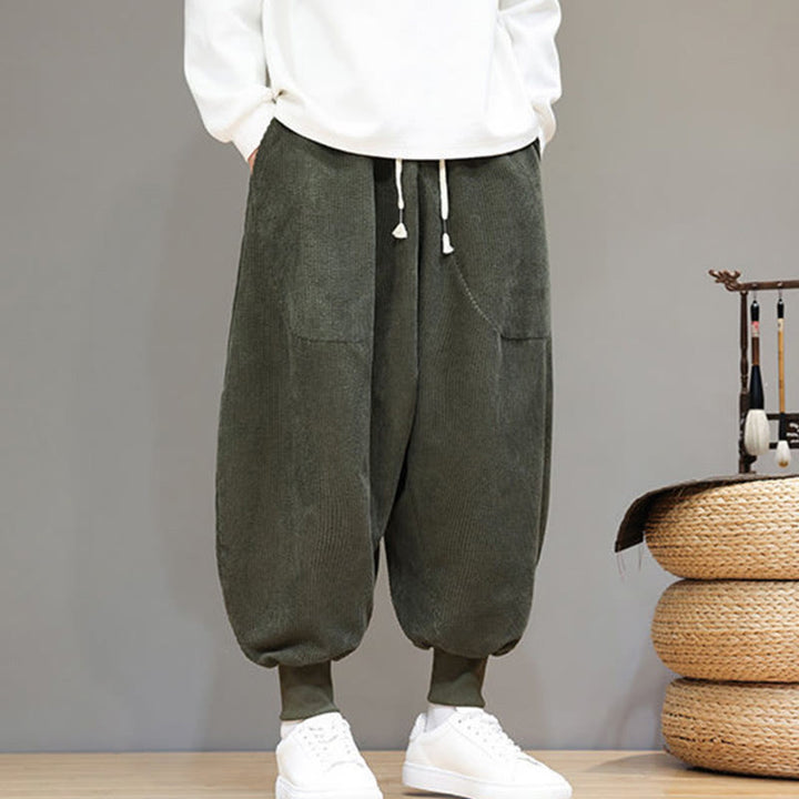 Spodnie haremowe męskie z kieszeniami Buddha Stones Casual Plain Cotton