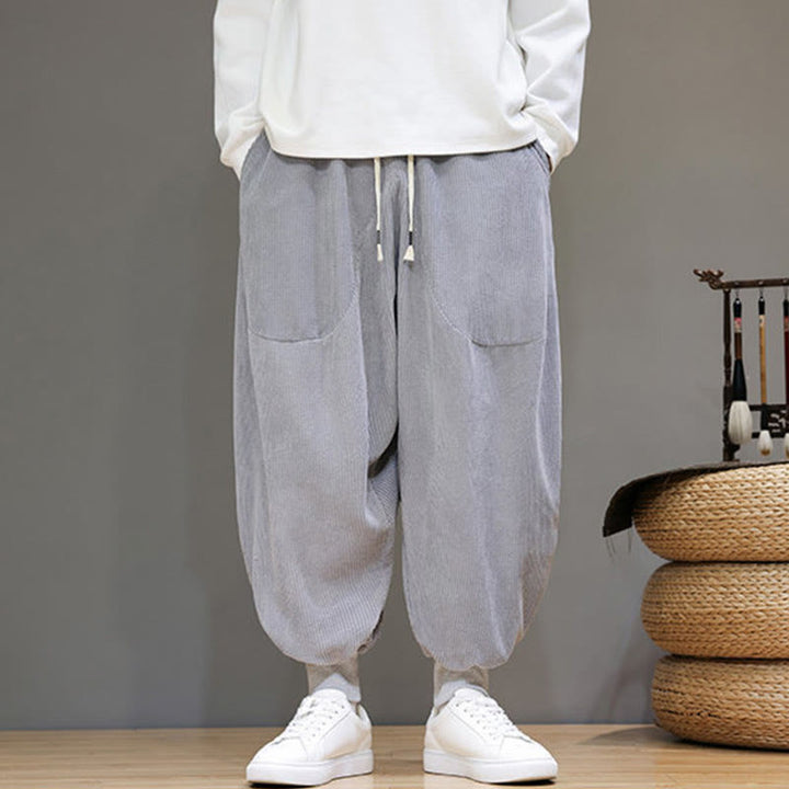 Spodnie haremowe męskie z kieszeniami Buddha Stones Casual Plain Cotton