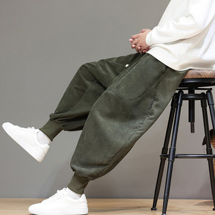 Spodnie haremowe męskie z kieszeniami Buddha Stones Casual Plain Cotton