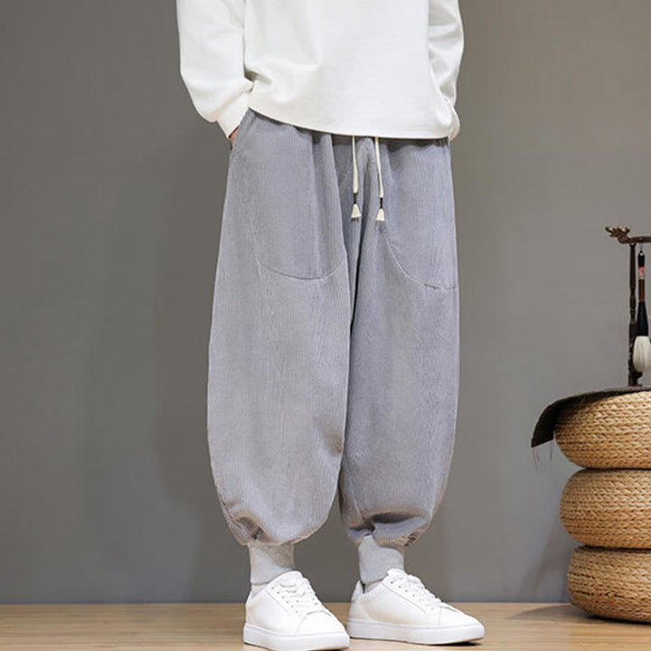 Spodnie haremowe męskie z kieszeniami Buddha Stones Casual Plain Cotton