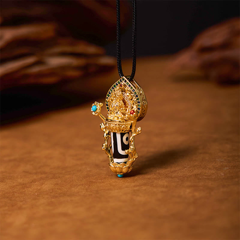 Buddha Stones Tybetańskie Koraliki Dzi Manjusri Bodhisattwa Wzór Współczucia Naszyjnik Wisiorek - Bodhisattwa Mandziuśri - image 1