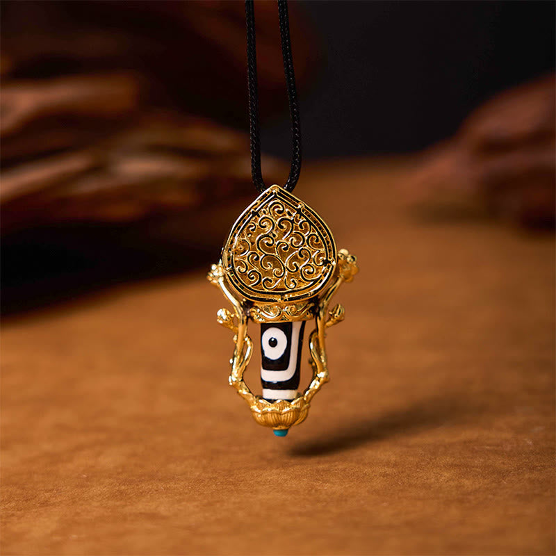 Buddha Stones Tybetańskie Koraliki Dzi Manjusri Bodhisattwa Wzór Współczucia Naszyjnik Wisiorek - image 2