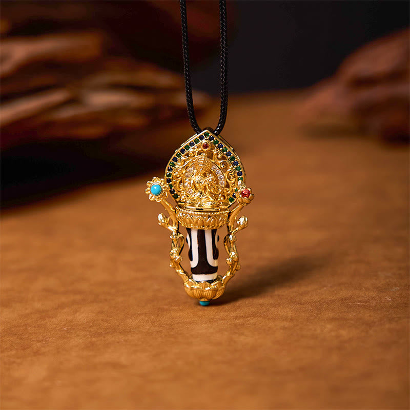 Buddha Stones Tybetańskie Koraliki Dzi Manjusri Bodhisattwa Wzór Współczucia Naszyjnik Wisiorek - image 3