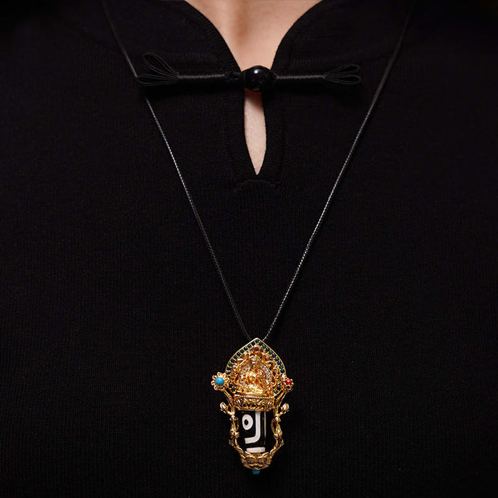 Buddha Stones Tybetańskie Koraliki Dzi Manjusri Bodhisattwa Wzór Współczucia Naszyjnik Wisiorek - image 6