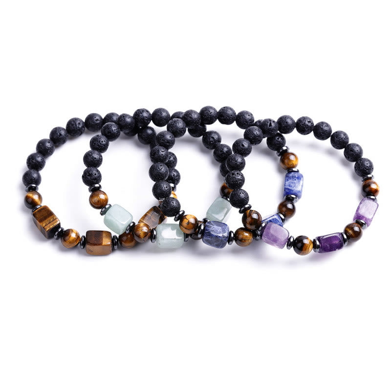 Buddha Stones Różne Kryształy Bransoletka Spokojna z Lawy