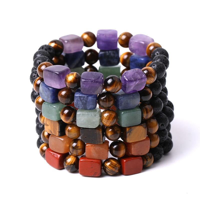 Buddha Stones Różne Kryształy Sześcian Ametyst Lava Rock Wsparcie Bransoletka