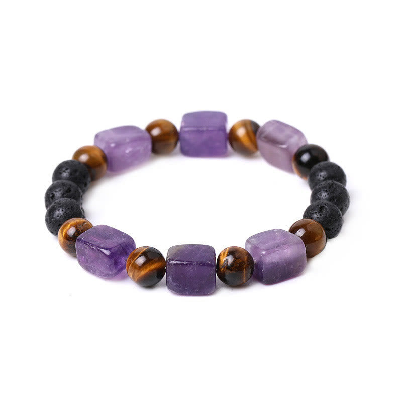 Buddha Stones Różne Kryształy Sześcian Ametyst Lava Rock Wsparcie Bransoletka