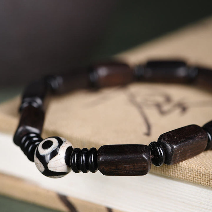 Buddha Stones Drewno Hebanowe Prostokątne Koraliki Dzi Koraliki Bransoletka Równowagi