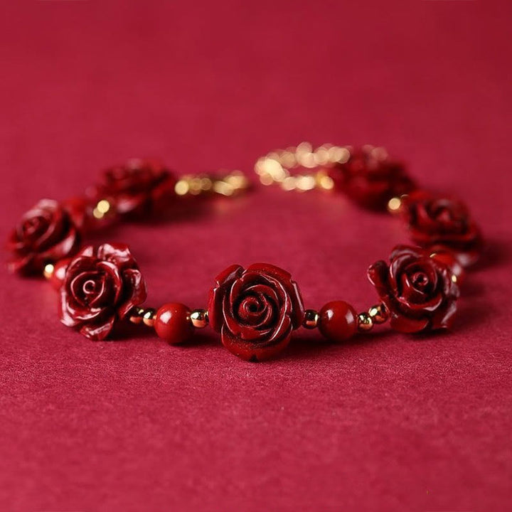 Bransoletka z błogosławieństwem Buddha Stones Cinnabar Rose