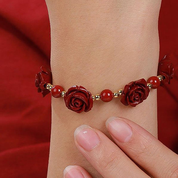 Bransoletka z błogosławieństwem Buddha Stones Cinnabar Rose