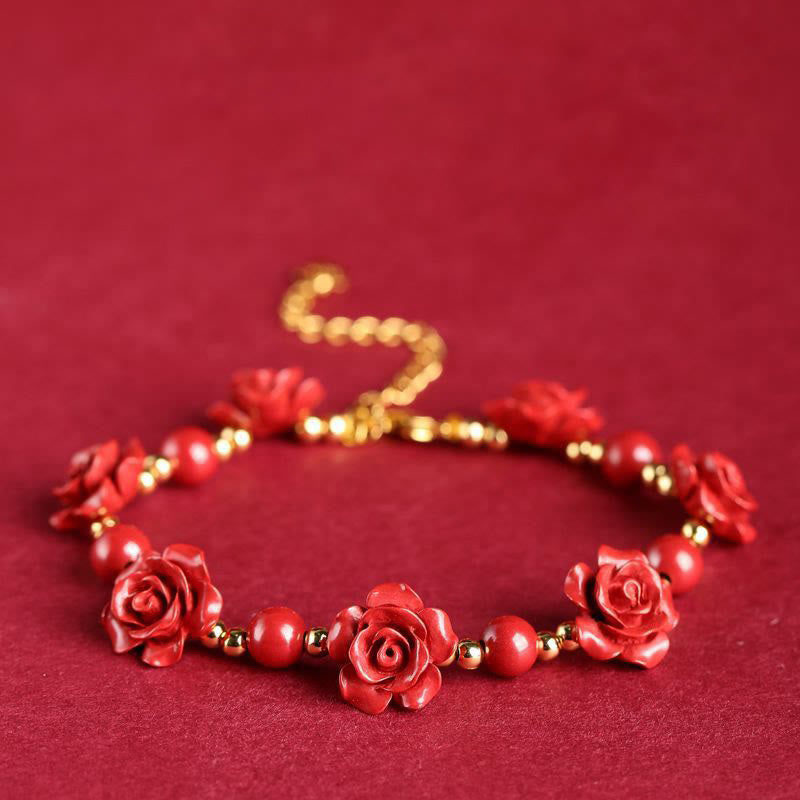 Bransoletka z błogosławieństwem Buddha Stones Cinnabar Rose