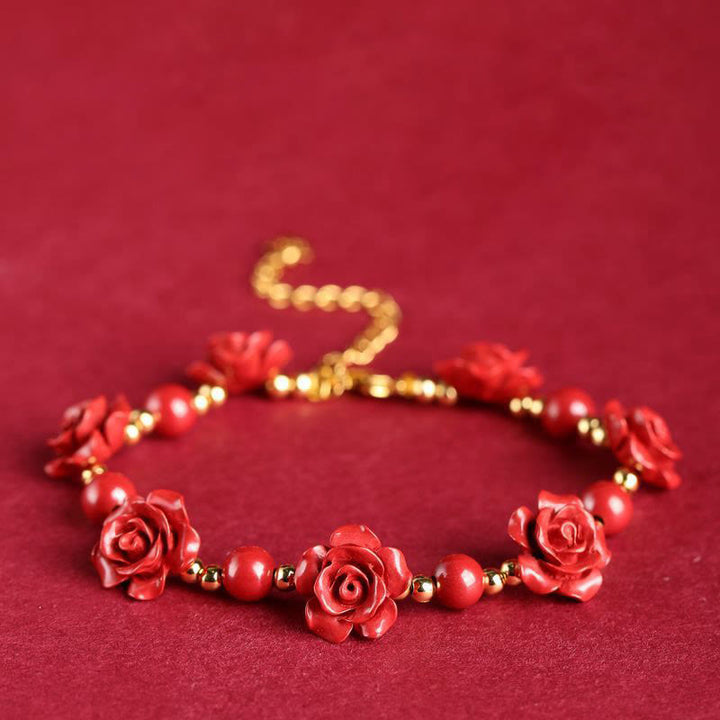 Bransoletka z błogosławieństwem Buddha Stones Cinnabar Rose