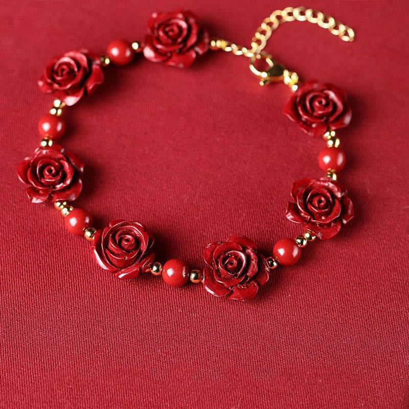 Bransoletka z błogosławieństwem Buddha Stones Cinnabar Rose