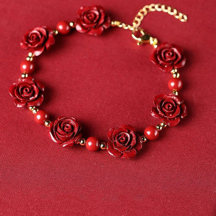 Bransoletka z błogosławieństwem Buddha Stones Cinnabar Rose