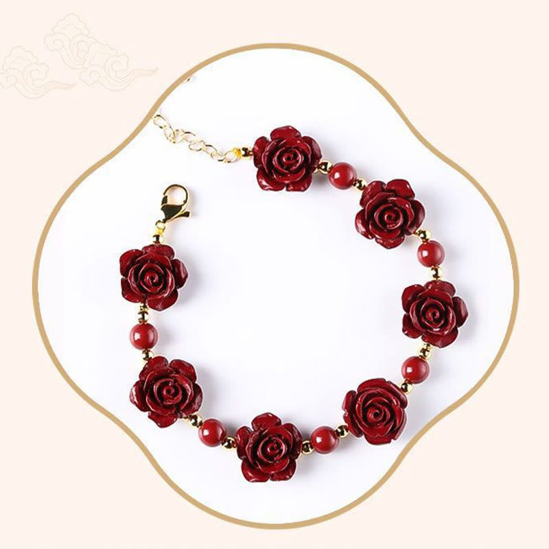 Bransoletka z błogosławieństwem Buddha Stones Cinnabar Rose