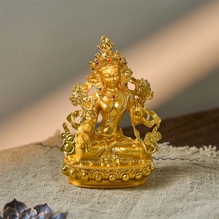 Buddha Stones Bodhisattwa Biała Tara Nadzieja Ochrona Pozłacana Statua Dekoracja