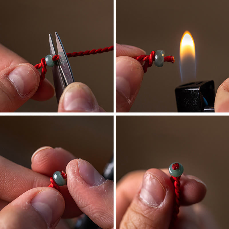 Buddha Stones Naturalne Klamra Pokoju Cynober Błogosławieństwo Czerwony Sznurek Łańcuszek Brzuch