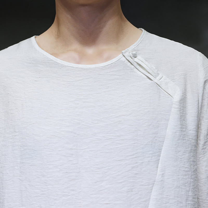 Koszule męskie z długim rękawem i okrągłym dekoltem w jednolitym kolorze z motywem Buddha Stones - image 13