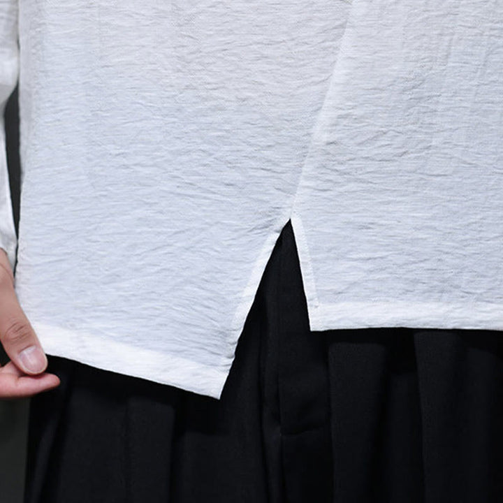 Koszule męskie z długim rękawem i okrągłym dekoltem w jednolitym kolorze z Buddha Stones - image 14