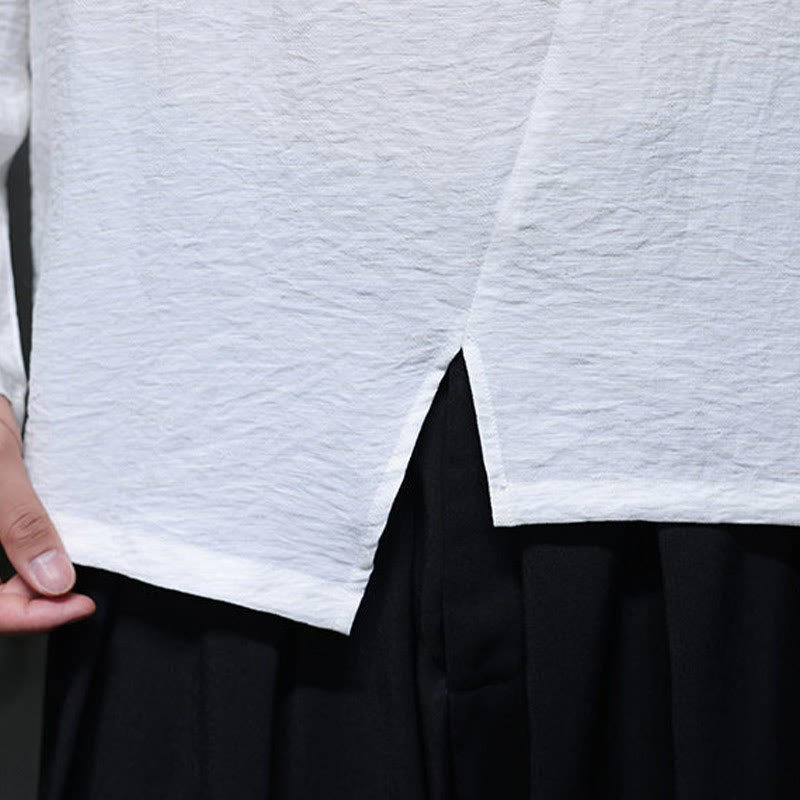 Koszule męskie z długim rękawem i okrągłym dekoltem w jednolitym kolorze z motywem Buddha Stones - image 14