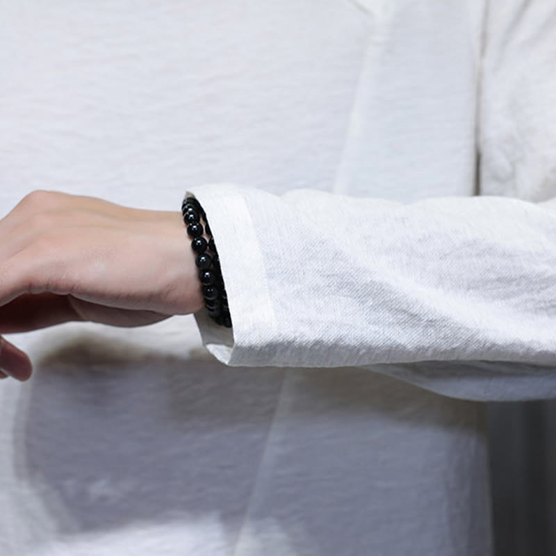 Koszule męskie z długim rękawem i okrągłym dekoltem w jednolitym kolorze z Buddha Stones - image 11