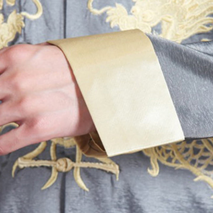 Kamienie Buddha Stones Zwrócone Rękawy Casual Żabka-guzik Poliester Włókno Męska Kurtka Koszula Spodnie Odzież - image 8