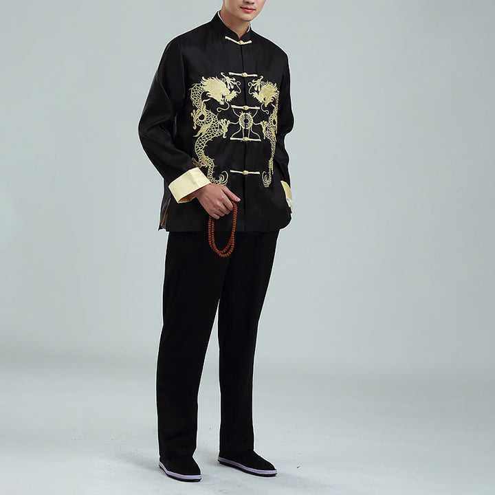 Kamienie Buddha Stones Zwrócone Rękawy Casual Żabka-guzik Poliester Włókno Męska Kurtka Koszula Spodnie Odzież - image 14