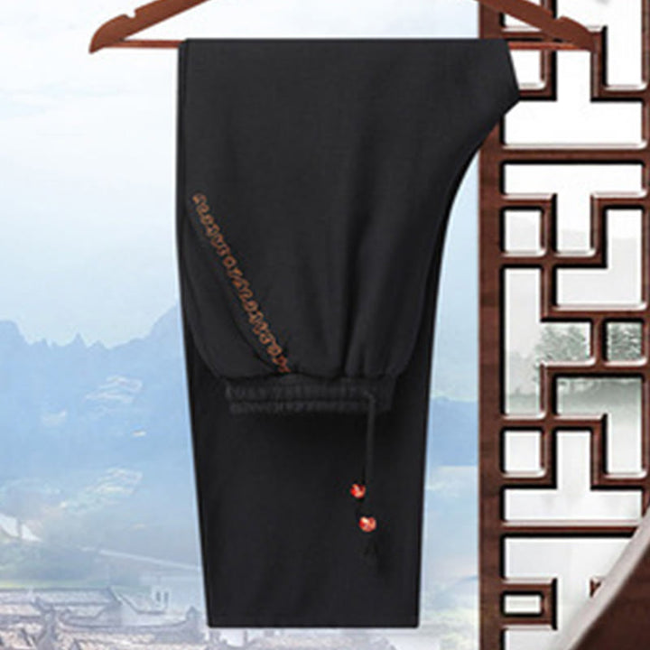 Kamienie Buddha Stones Zwrócone Rękawy Casual Żabka-guzik Poliester Włókno Męska Kurtka Koszula Spodnie Odzież - Czarne spodnie (polar) - US/UK/AU42， EU52 (3XL) - image 22