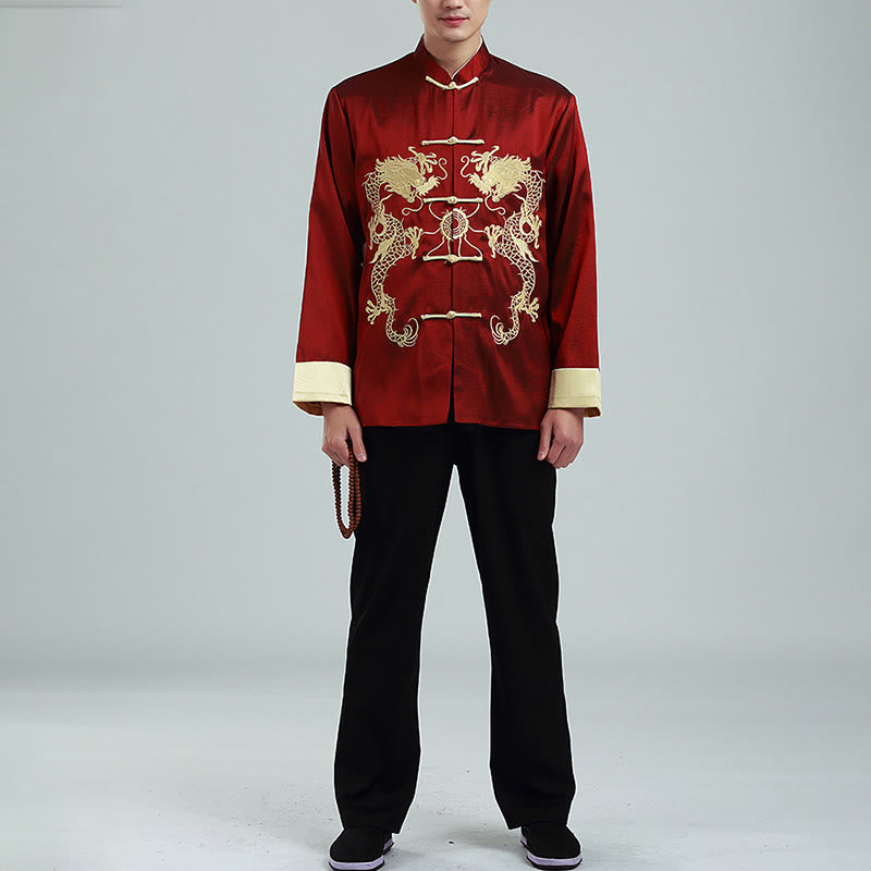 Kamienie Buddha Stones Zwrócone Rękawy Casual Żabka-guzik Poliester Włókno Męska Kurtka Koszula Spodnie Odzież - image 3