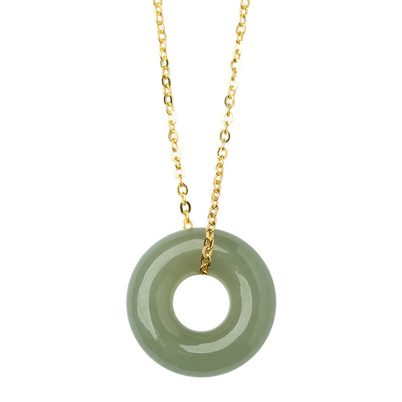 Naszyjnik z Buddha Stones 925 Sterling Silver Plated Gold Hetian Jade Peace Buckle - image 11