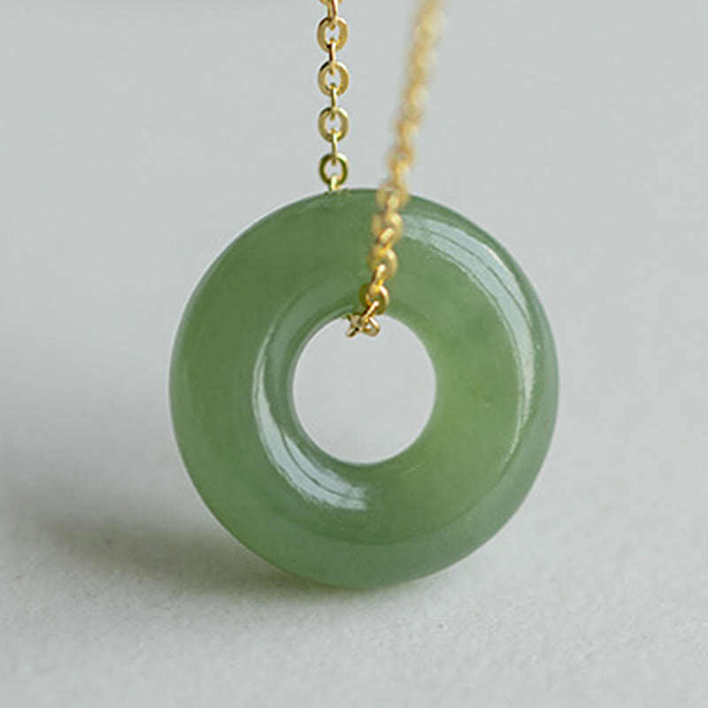 Naszyjnik z Buddha Stones 925 Sterling Silver Plated Gold Hetian Jade Peace Buckle - image 3